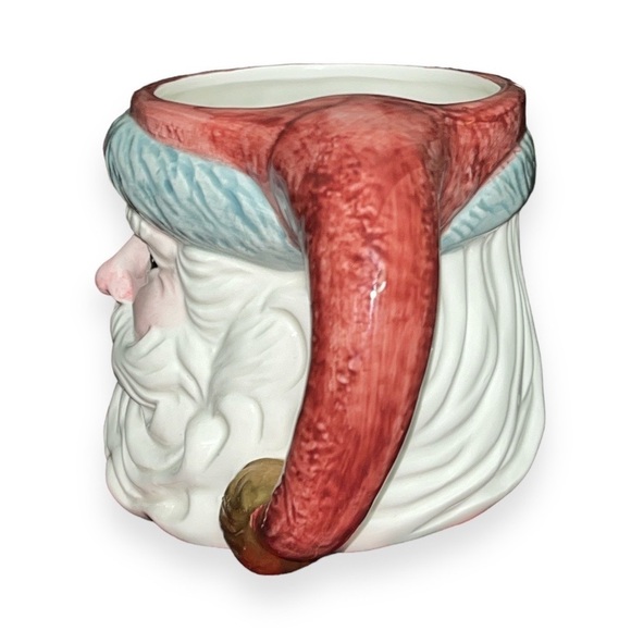 Vtg Fitz & Floyd Christmas Quilt Santa Toby Mug Collectable Santa Omnibus 1990 - Picture 3 of 8